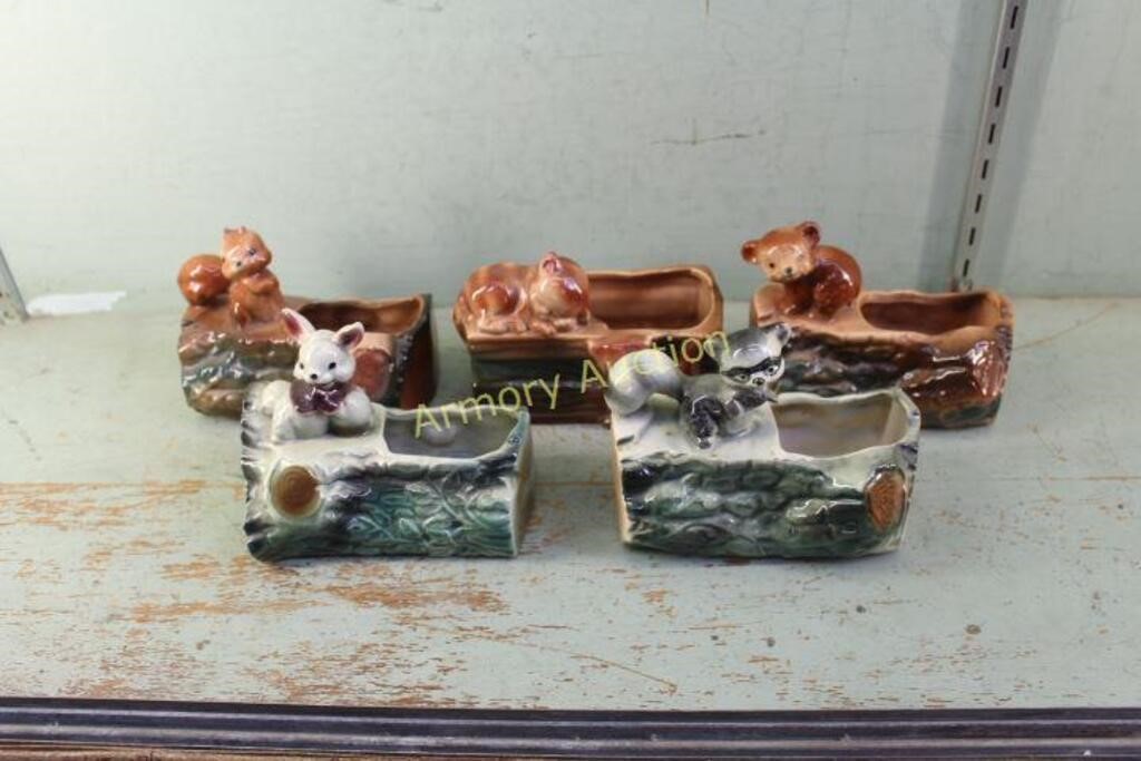 5 BRUSH MCCOY PLANTERS - BUNNY RABBIT, RACOON,