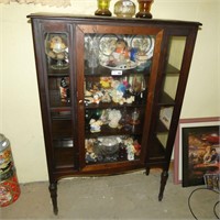 Glass Front China Cabinet & Contents