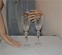 Beautiful WATERFORD CRYSTAL Anniversary Flutes 24k