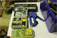 Blue Bin c/w Riviter, Caulking, Saws & Tooling