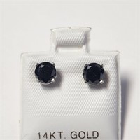 $1370 14K  Black Diamond(1.5ct) Earrings