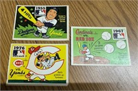 1955, 67, 76, & 79 World Series cards w/ stickers