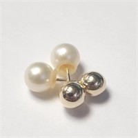 $200 10K  Fresh Water Pearl Reversible Earrings