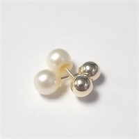 $200 10K  Fresh Water Pearl Reversible Earrings