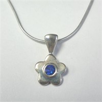 $100 Silver Created Sapphire 16" Necklace