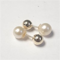 $200 10K  Fresh Water Pearl 2In1 Earrings