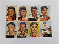 1953 Topps (8) Different Cards