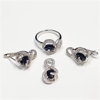 $200 Silver Sapphire Set