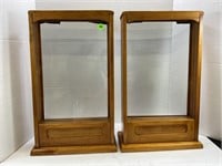 PAIR OF DOUBLE SIDED GLASS DISPLAY CASES FOR BOOKS