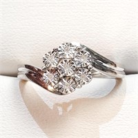 $70 Silver 7 Diamonds Ring