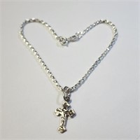 $60 Silver Cross 7.5" Bracelet