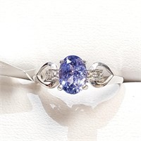 $2800 10K  Tanzanite(1.3ct) Diamond(0.03ct) Ring