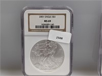 NGC 2001 MS69 1oz .999 Silv Eagle $1