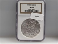 NGC 2002 MS69 1oz .999 Silv Eagle $1