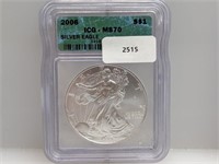 ICG 2006 MS70 1oz .999 Silv Eagle $1