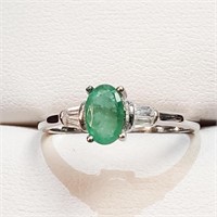 $140 Silver Rhodium Plated Emerald(1ct) Ring