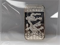 2012 Yr of the Dragon 1oz .999 Silv Art Bar