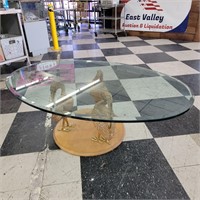 .Glass Top Coffee Table with Cranes