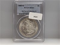 PCGS 1885-O 90% Silv Morgan $1