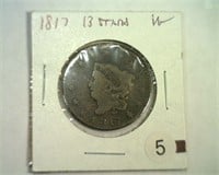 1817 13 STARS LARGE CENT VG