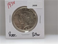 1934 90% Silv Peace $1 Dollar
