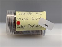 Roll (20) Mixed Date Ike $1 Dollars