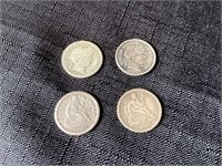 1840, 1875, 1897, and 1916 Silver Dimes