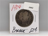 1904 90% Silv Barber Half $1 Dollar