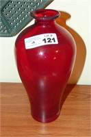 Ruby Red 12" Tall Glass Vase