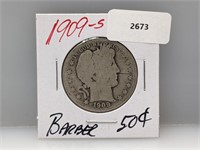 1909-S 90% Silv Barber Half $1