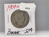 1909-S 90% Silv Barber Half $1