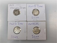 4-90% Silver Mixed Date Dimes