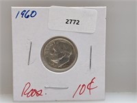 1960 90% Silv Roos Dime Ten Cents