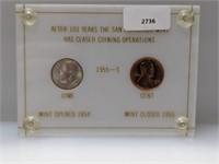 1955-S Final SF Mint Dime & Penny