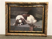 Decorative print on canvas of a King Charles dog