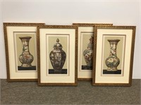 Set of four decorative prints of Asian vases
