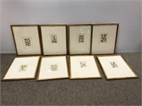 Set of eight professionally framed and matted