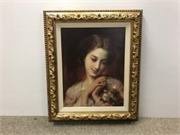 Print portrait of a girl with flowers