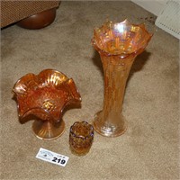 Marigold Carnival Vase, Compote & Other