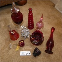 Ruby Red Glass Vases, Etc