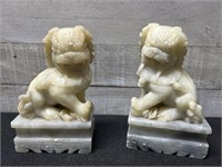 Pair Of Vintage Stone Fu Dog Book Ends 6" High