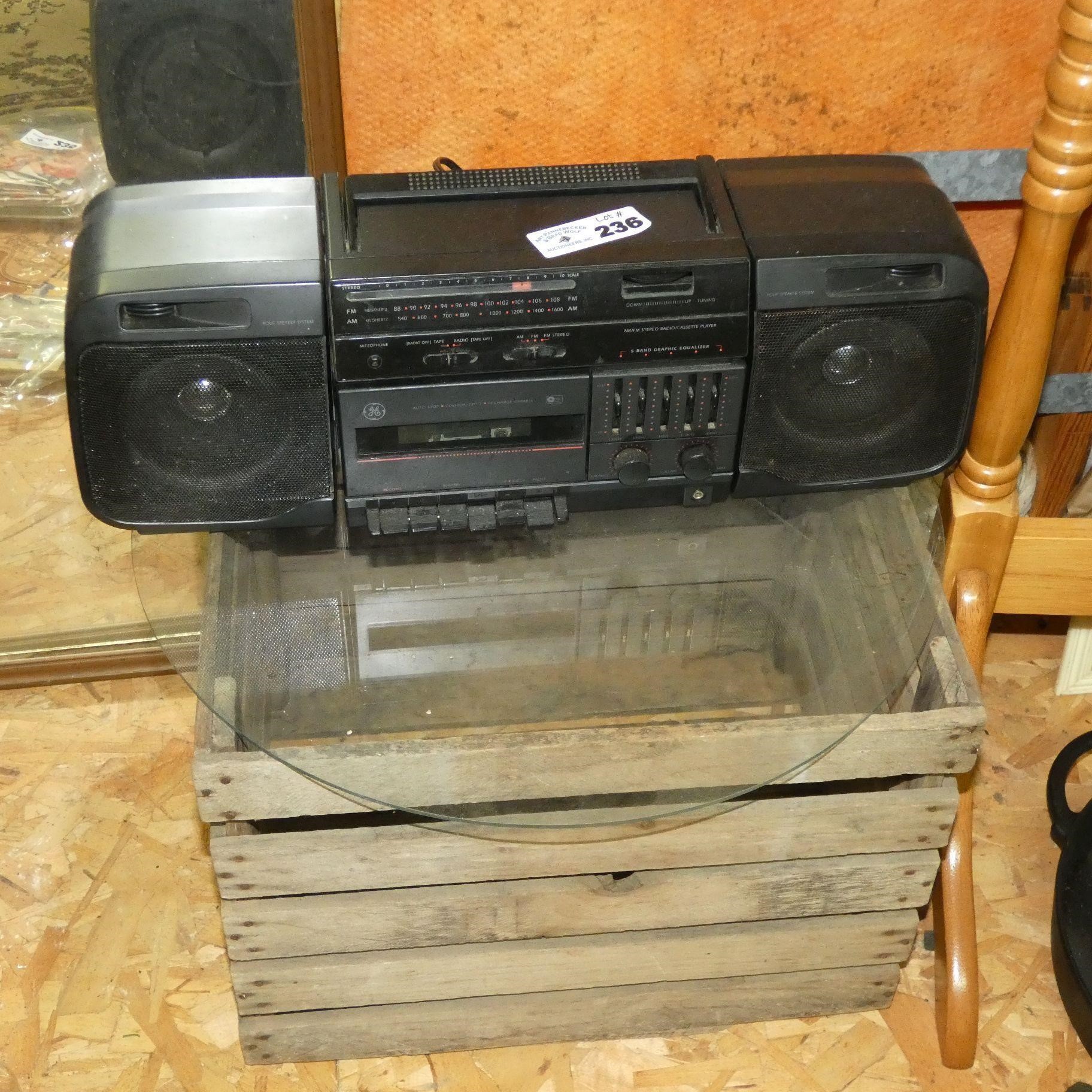 Wooden Crate & GE Radio