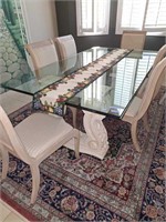 10 FT GLASS TABLE AND 6 CHAIRS SET