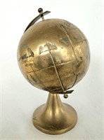 Small Brass World Globe 7" Tall