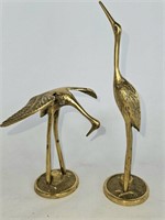 Pair of Brass Cranes/Egrets/Herons