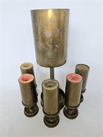Brass Trench Art Bullet Candle Holders 6 Piece Set