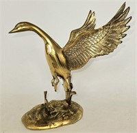Brass Flying Goose Statue 9"