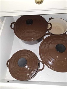 LL CREUSET FRENCH ENAMEL CAST IRON SET