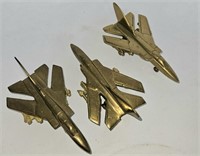 Set of 3 Brass Fighter Jets