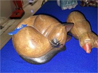 WOOD CARVED CATS